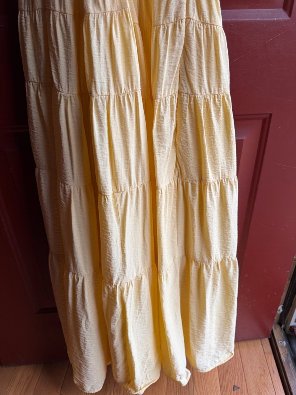 Abercrombie Butter Yellow Maxi Dress Small Petite Tie Back Sundress - Picture 6 of 8